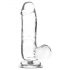 Dildo Transparente Crystal com Base e Testículos - 15cm