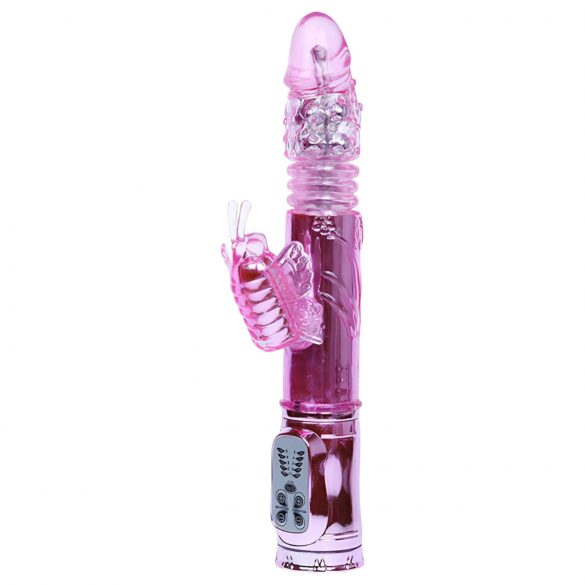 Baile - Vibrador rosa com borboleta e estimulador de clitóris