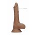 RealRock Dong 7 - Dildo realista com testículos (17cm) - Natural escuro