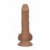 RealRock Dong 7 - Dildo realista com testículos (17cm) - Natural escuro