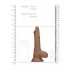 RealRock Dong 7 - Dildo realista com testículos (17cm) - Natural escuro