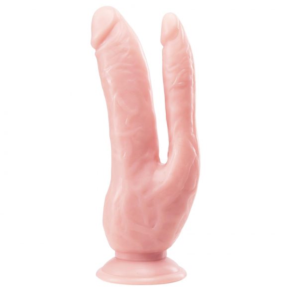 Dr. Skin 8 - Dildo Duplo com Base de Sucção (Cor Natural)