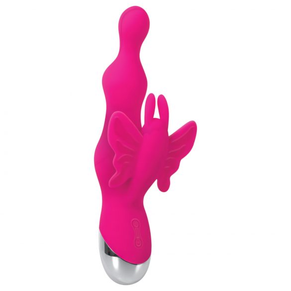 Evolved - Vibrador rosado com pérolas e estimulador de clitóris