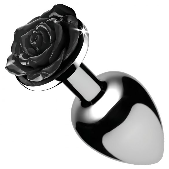 Plug Anal de Alumínio Booty Sparks Black Rose 79g (Prata-Preto)