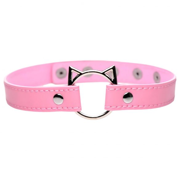 Coleira Kinky Kitty com aro e rosto de gato (rosa)