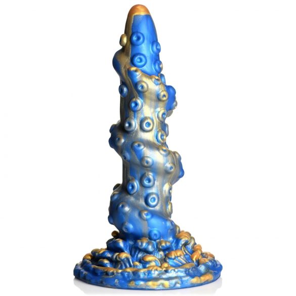 Tentáculo Espiral: Dildo Kraken 21cm (dourado-azul)