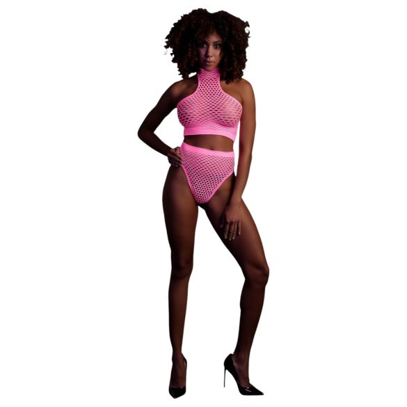 Ouch! - Conjunto de lingerie fluorescente (rosa)