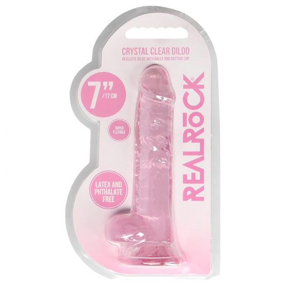 REALROCK - Dildo realista rosa translúcido (17 cm)