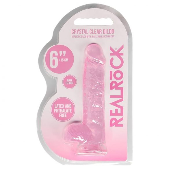 REALROCK - Dildo Realístico Transparente - Rosa (15cm)