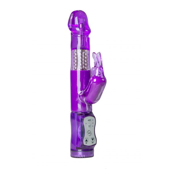 Vibrador Easytoys Rabbit com pérolas e estimulador clitoriano - roxo