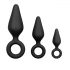 Easytoys - Kit Plug Anal com Alça - 3 peças (preto)