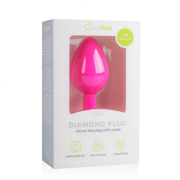 Plug Anal Pink com Cristal Branco - Easytoys Diamond (Médio)