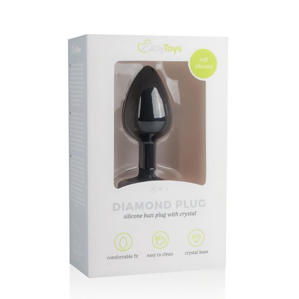 Plug Anal Preto com Pedra Brilhante Pequena