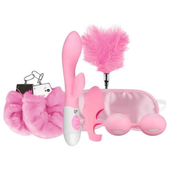 LoveBoxxx Eu Amo Rosa - Kit Vibrador & Bondage (6 peças) - Rosa