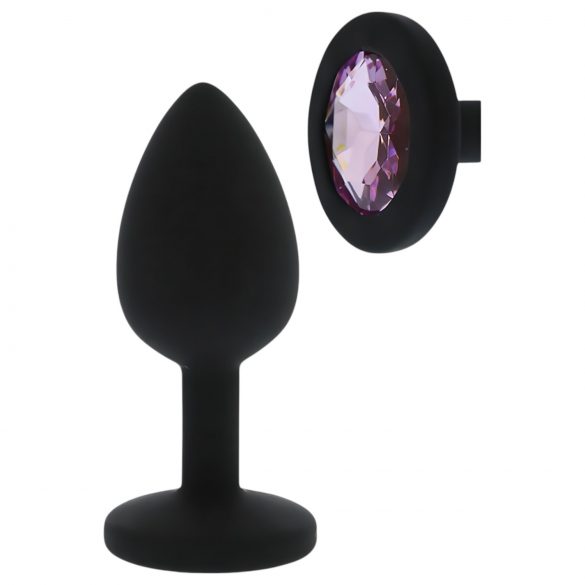 Favorito Eterno - plug anal silicone preto com pedra lilás