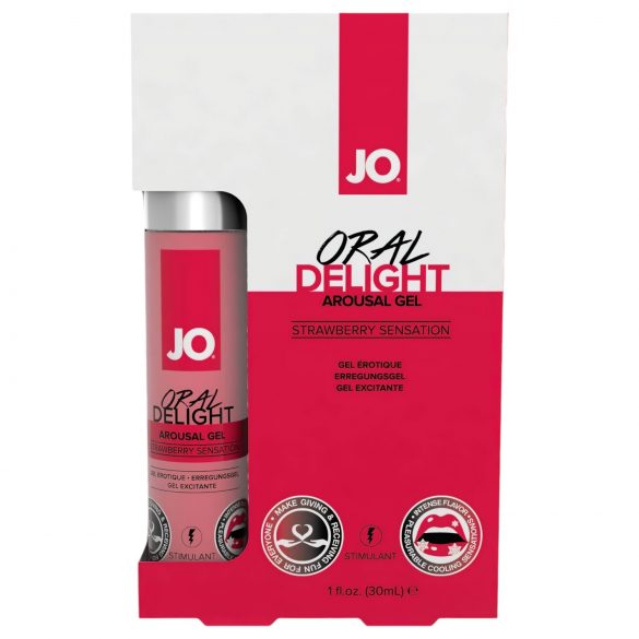 JO Oral Delight: Lubrificante comestível e refrescante sabor morango (30ml).