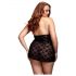 BACI Plus Size - Babydoll de Renda com Alça no Pescoço - Preto (XL-XXL)