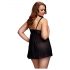 BACI Plus Size - sexy babydoll aberto de bolinhas - preto (XL-XXL)