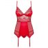 Obsessive Lovica - Conjunto sexy com rendas e tanga (vermelho) - L/XL