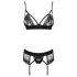 Obsessive Wonderia - Conjunto de lingerie rendada bordada (preto)