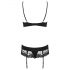 Obsessive Wonderia - Conjunto de lingerie rendada bordada (preto)