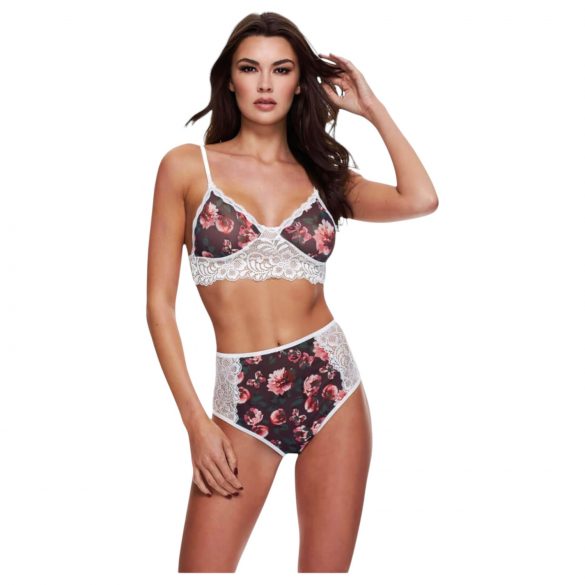 Baci - conjunto floral de renda com cós alto