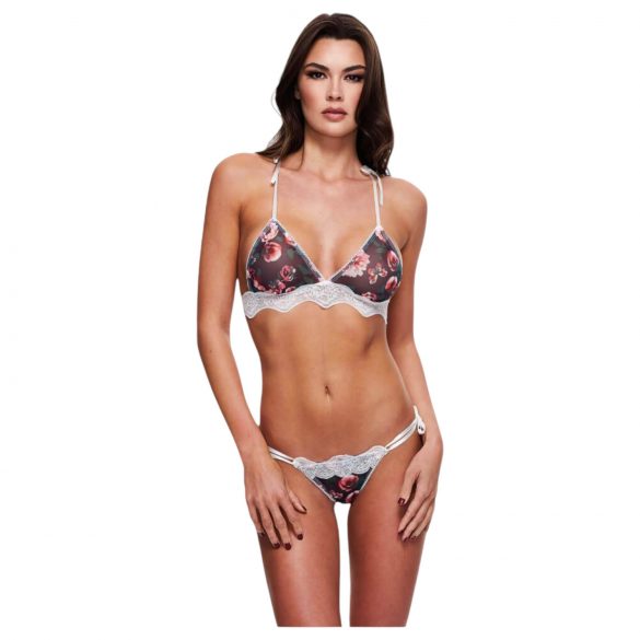 Baci - Conjunto de sutiã floral rendado - M/L