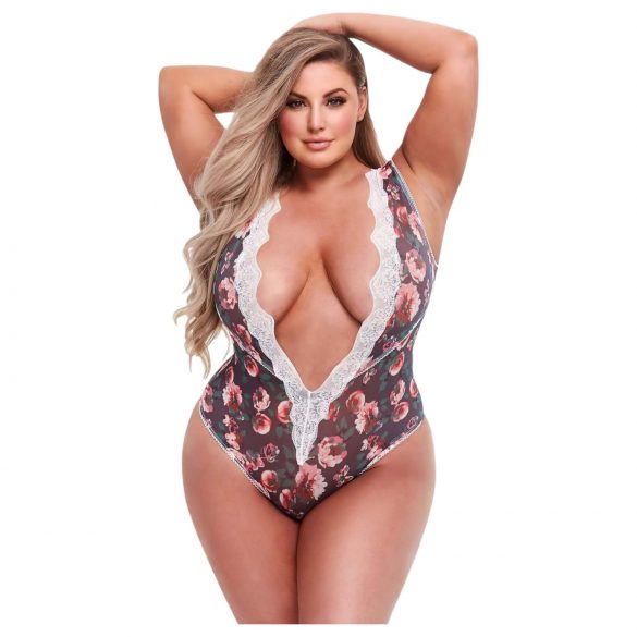 Baci Plus Size - Body floral rendado